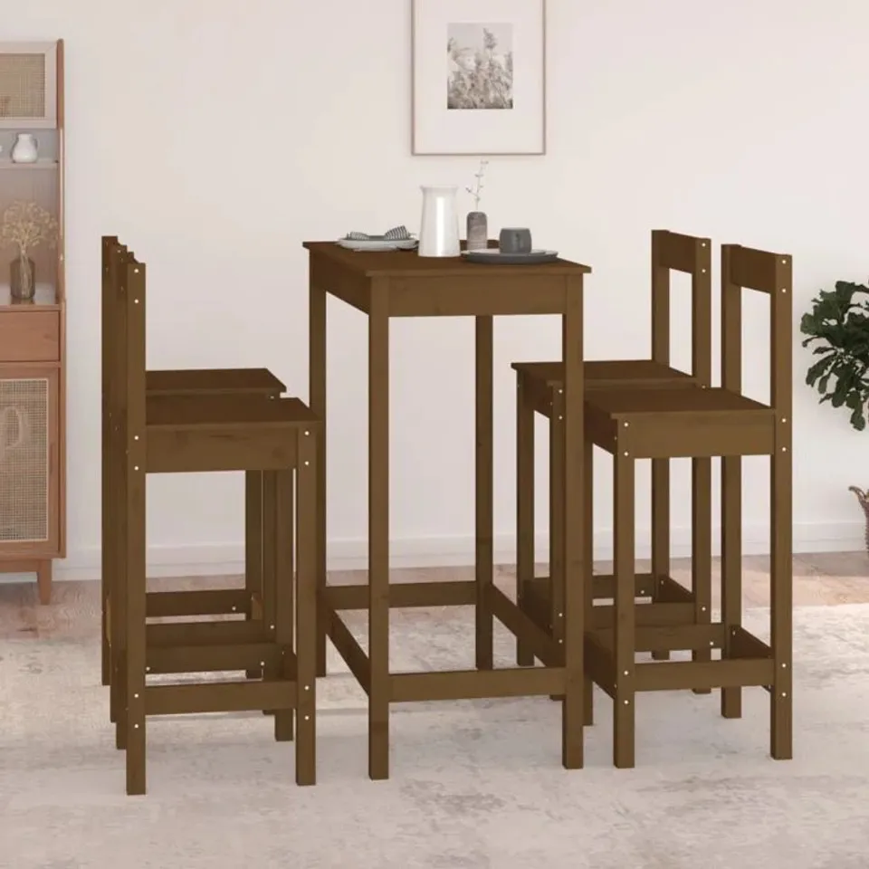 BOXED KRISSA 4 PERSON PINE WOOD EFFECT DINING SET (3 boxes)