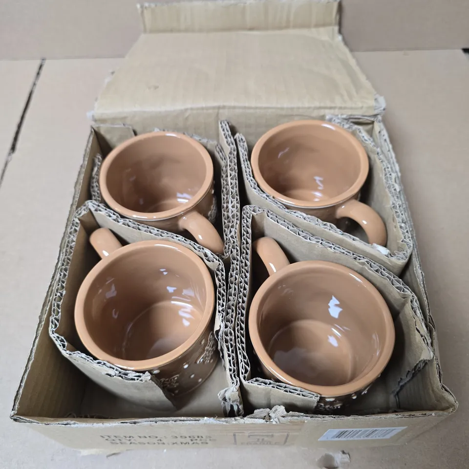 BOX OF 4 GISELA GRAHAM BROWN MUGS
