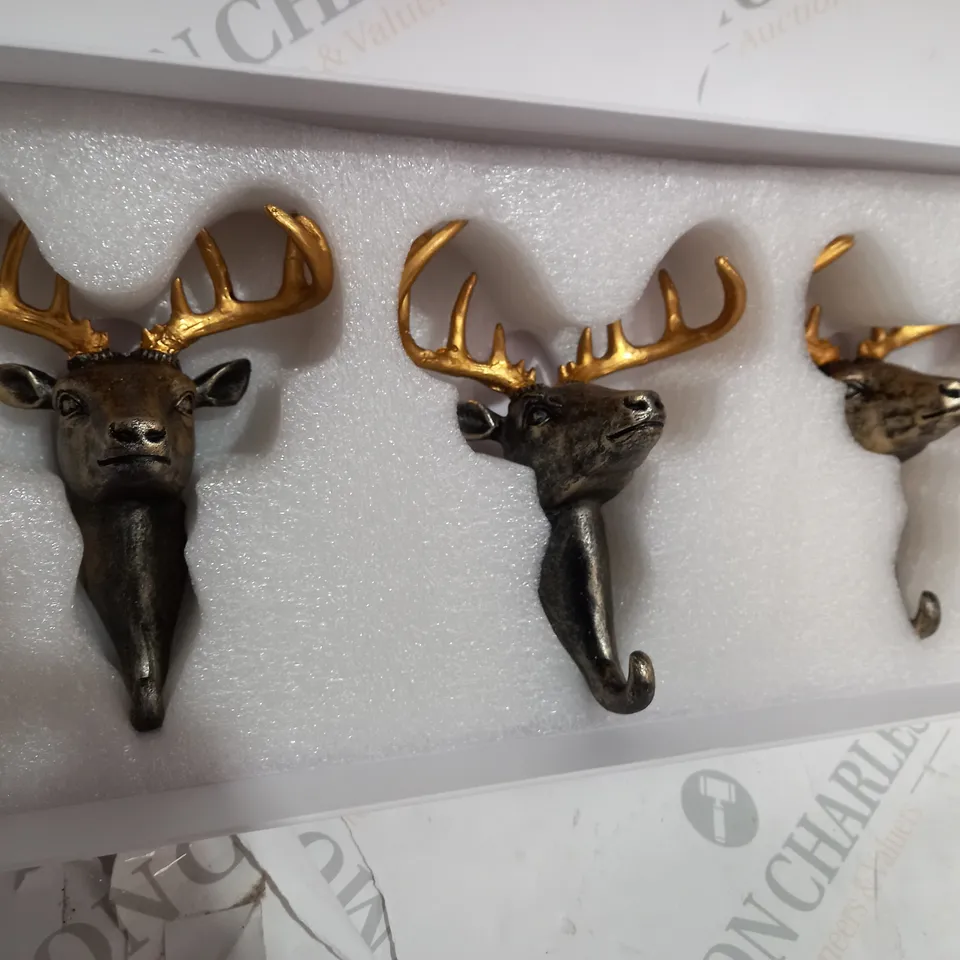 BOXED ALISON CORK SET OF 3 WALL HOOK STAGS