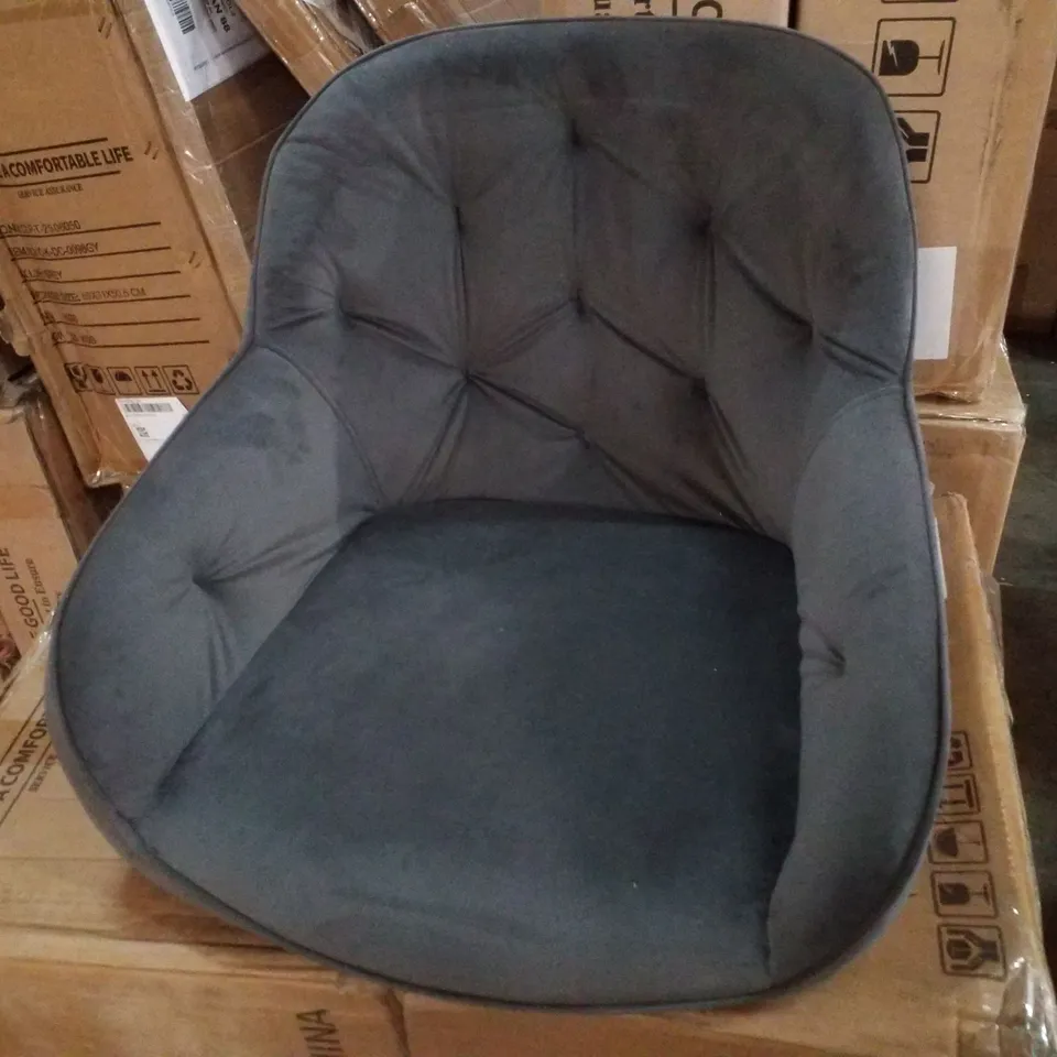 BOXED PAIR OF GARVIES GREY VELVET BARSTOOLS