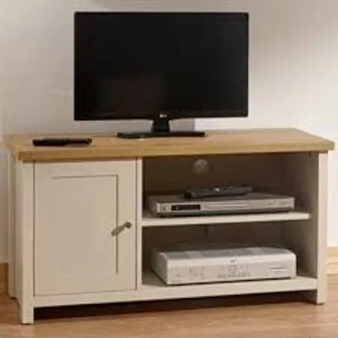 BOXED GFW LANCASTER SINGLE DOOR 2 SHELF CREAM SMALL TV CABINET (1 BOX)
