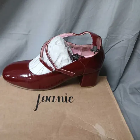 JOANIE TOULOUSE BURGUNDY PATENT MARY JANE SHOES – UK 8