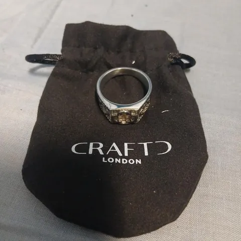 CRAFT LONDON SILVER RING WITH STONE DETAIL