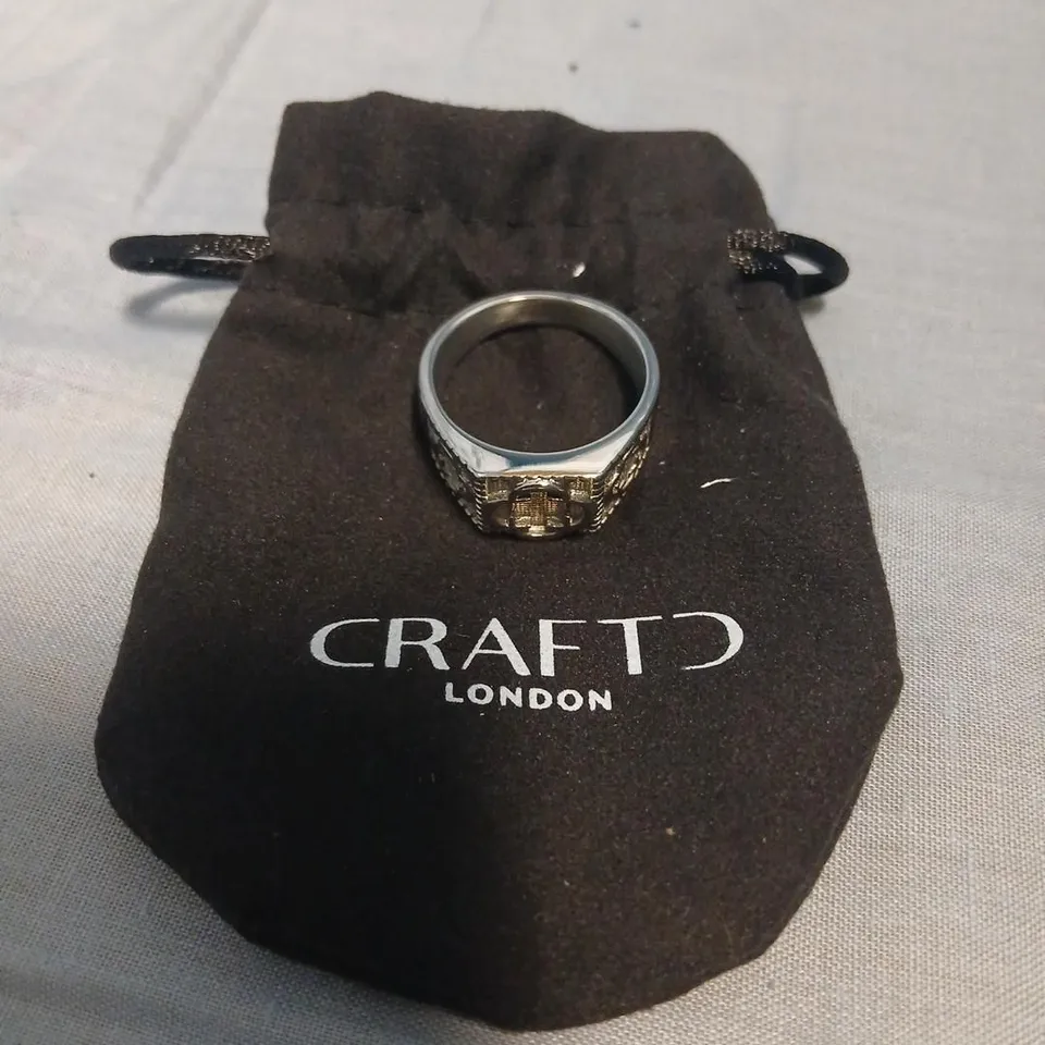 CRAFT LONDON SILVER RING WITH STONE DETAIL
