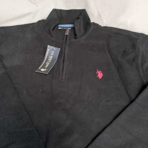 US POLO ASSN. BLACK MEN'S QUARTER-ZIP FLEECE - SIZE SMALL