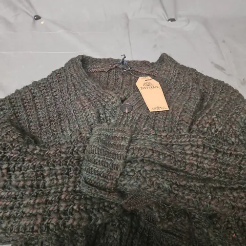 DISTURBIA CHUNKY RIBBED CROPPED KNIT CARDIGAN – UK SIZE L