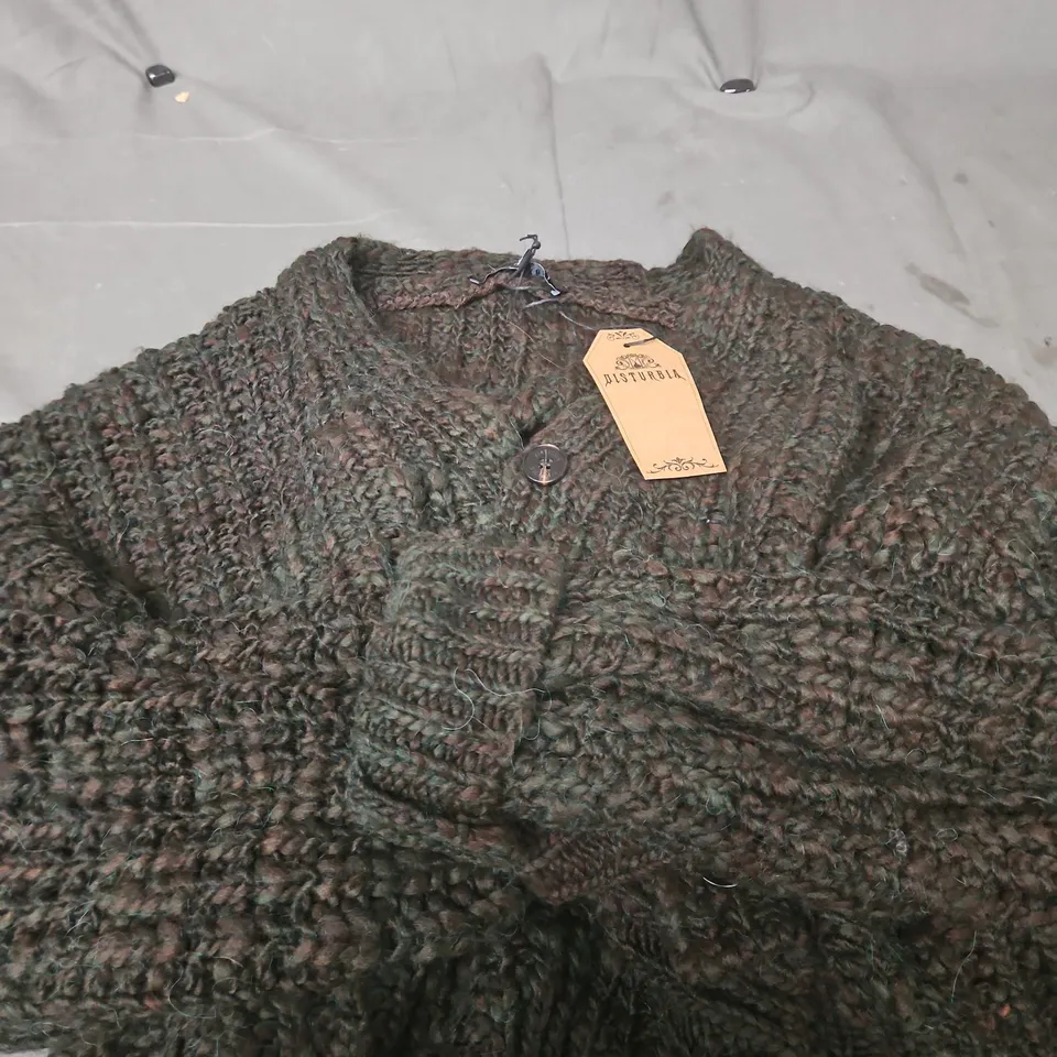 DISTURBIA CHUNKY RIBBED CROPPED KNIT CARDIGAN – UK SIZE L