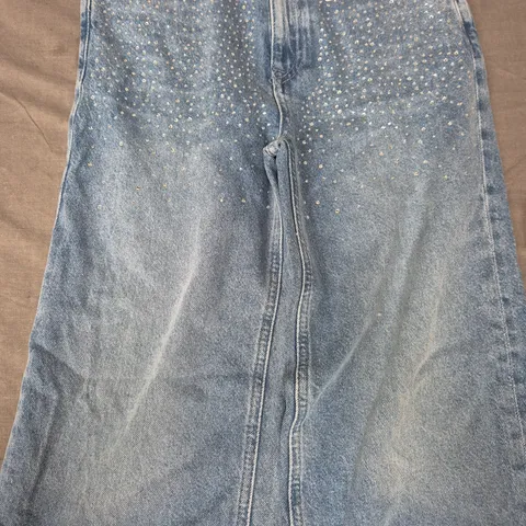 M&S KID'S WIDE LEG JEANS IN BLUE W. DIAMANTE EFFECT DETAIL SIZE 11-12 YEARS