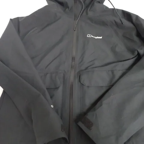 BERGHAUS WATERPROOF HOODED JACKET – BLACK - SIZE UK 12