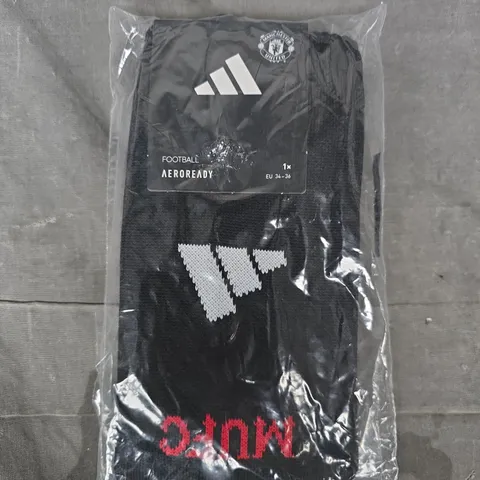 ADIDAS MANCHESTER UNITED FOOTBALL CLUB SOCKS IN BLACK SIZE XS