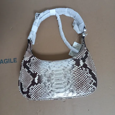 MICHAEL KORS LEATHER HANDBAG IN SILVER SNAKESKIN