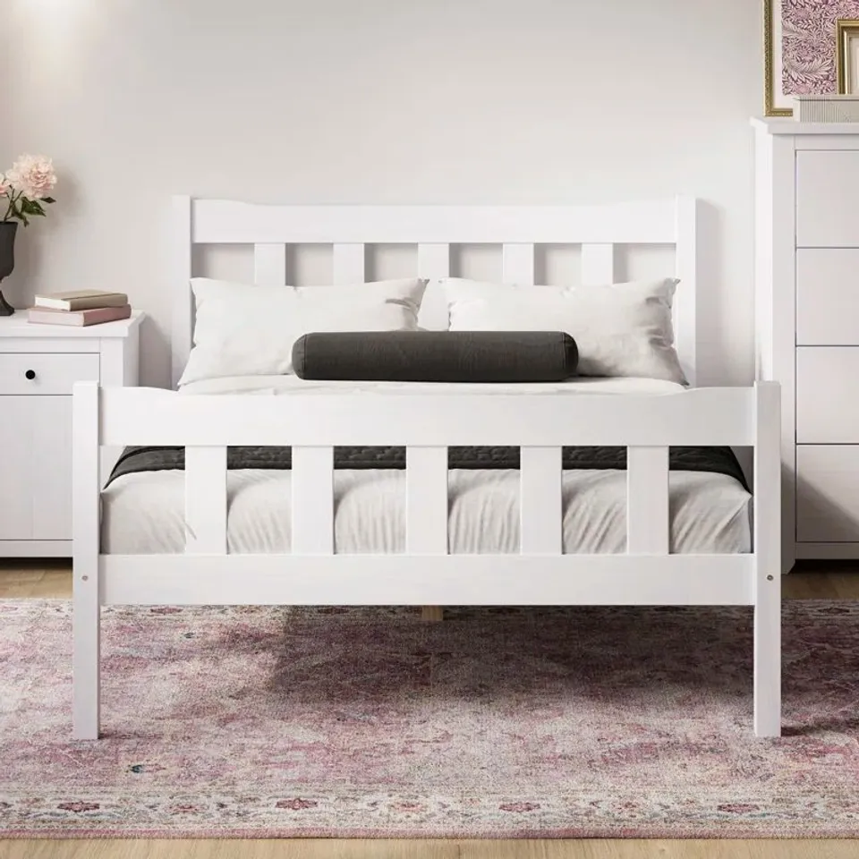 BOXED ADRIANNA BED FRAME - WHITE // SIZE: KING (2 BOXES)