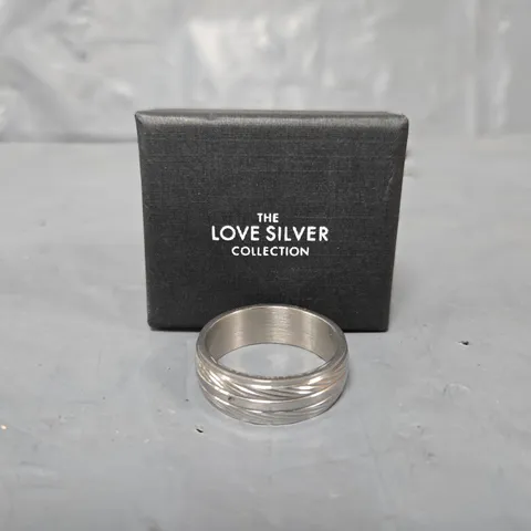 BOXED THE LOVE SILVER COLLECTION SILVER & STAINLESS STEEL MENS RING
