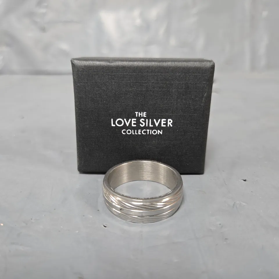 BOXED THE LOVE SILVER COLLECTION SILVER & STAINLESS STEEL MENS RING