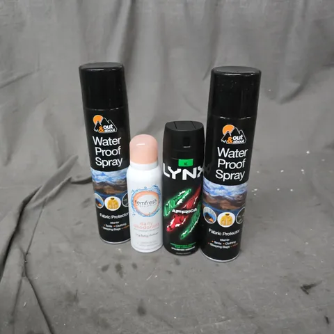 APPROXIMATELY 12 ASSORTED AEROSOLS TO INCLUDE LYNX AFRICA, WATER PROOF SPRAY, FEMFRESH FAILY DEODORANT, ETC - COLLECTION ONLY