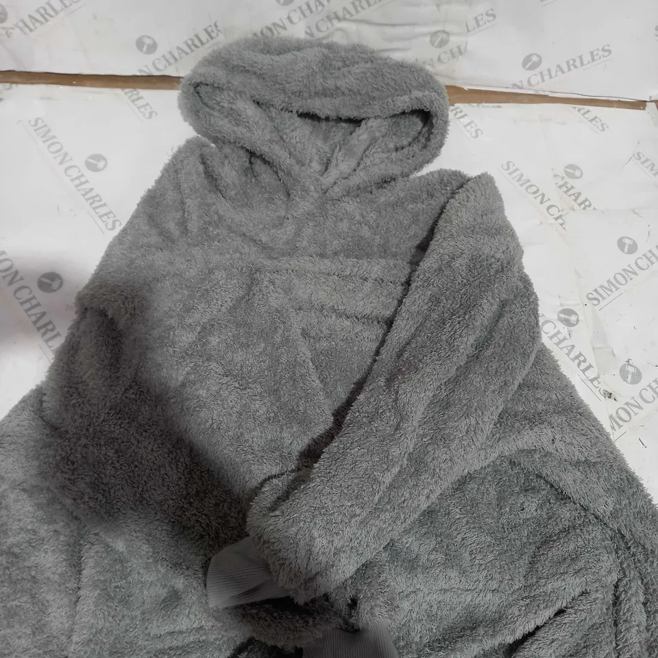 COZEE HOME SOFT SHERPA OVERSIZED LOUNGE HOODIE - LIGHT GREY SHORT