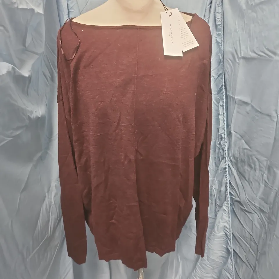 THE WHITE COMPANY LINEN COTTON SEAM DETAIL JUMPER IN OXBLOOD - L