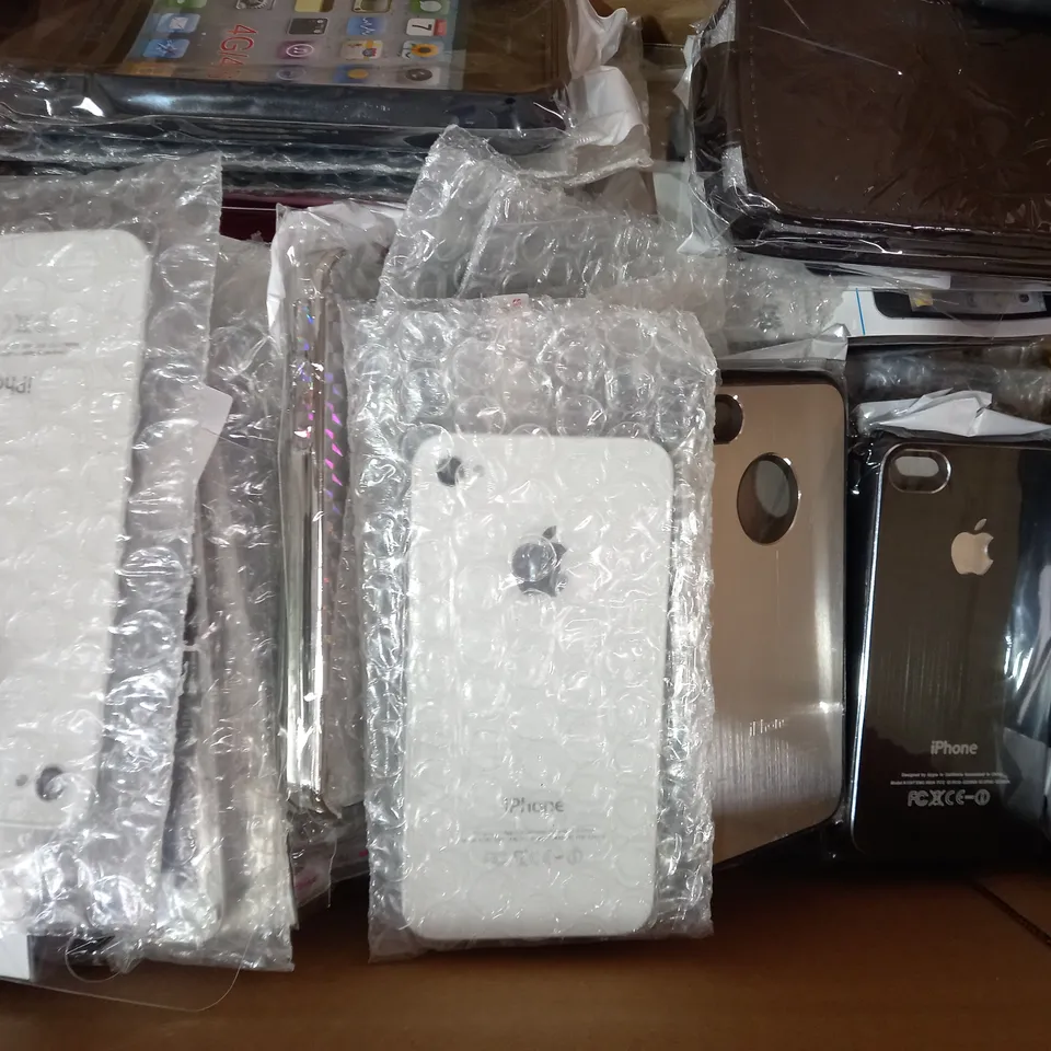 BOX OF APPROXIMATELY 50 ASSORTED PHONE CASES, COVERS, AND BACKS FOR VARIOUS MAKES AND MODELS