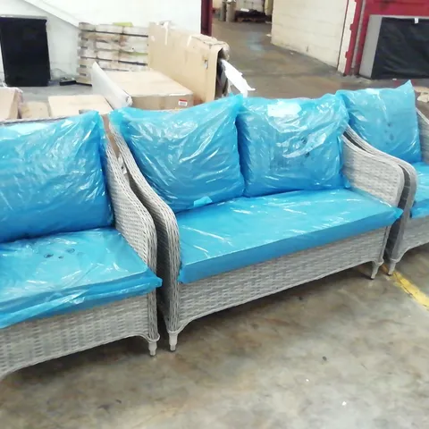 DESIGNER THREE PIECE GARDEN SET TO CONSIST OF TWO ARMCHAIRS AND A SOFA