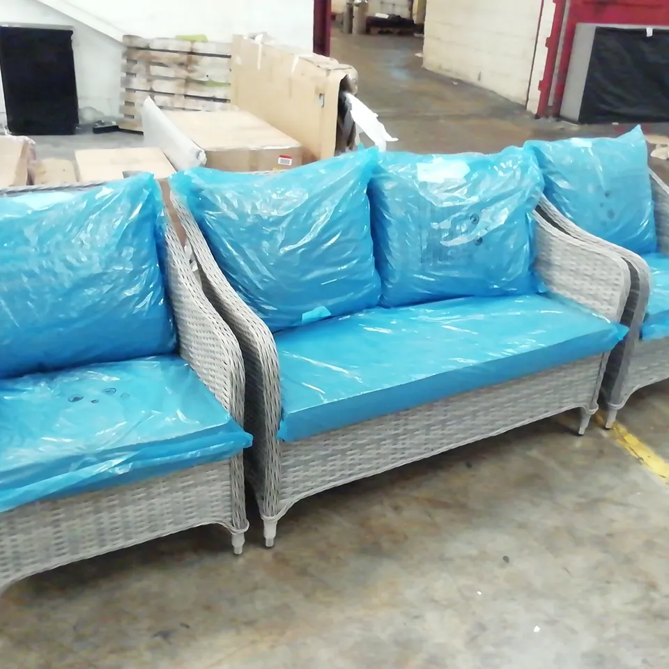 DESIGNER THREE PIECE GARDEN SET TO CONSIST OF TWO ARMCHAIRS AND A SOFA