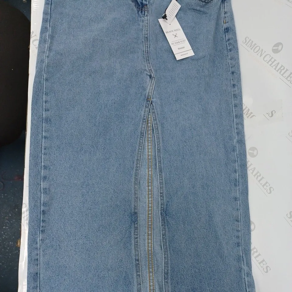 BRAVE SOUL THE DENIM RE/SET SPLIT FRONT MIDI SKIRT - SIZE 10