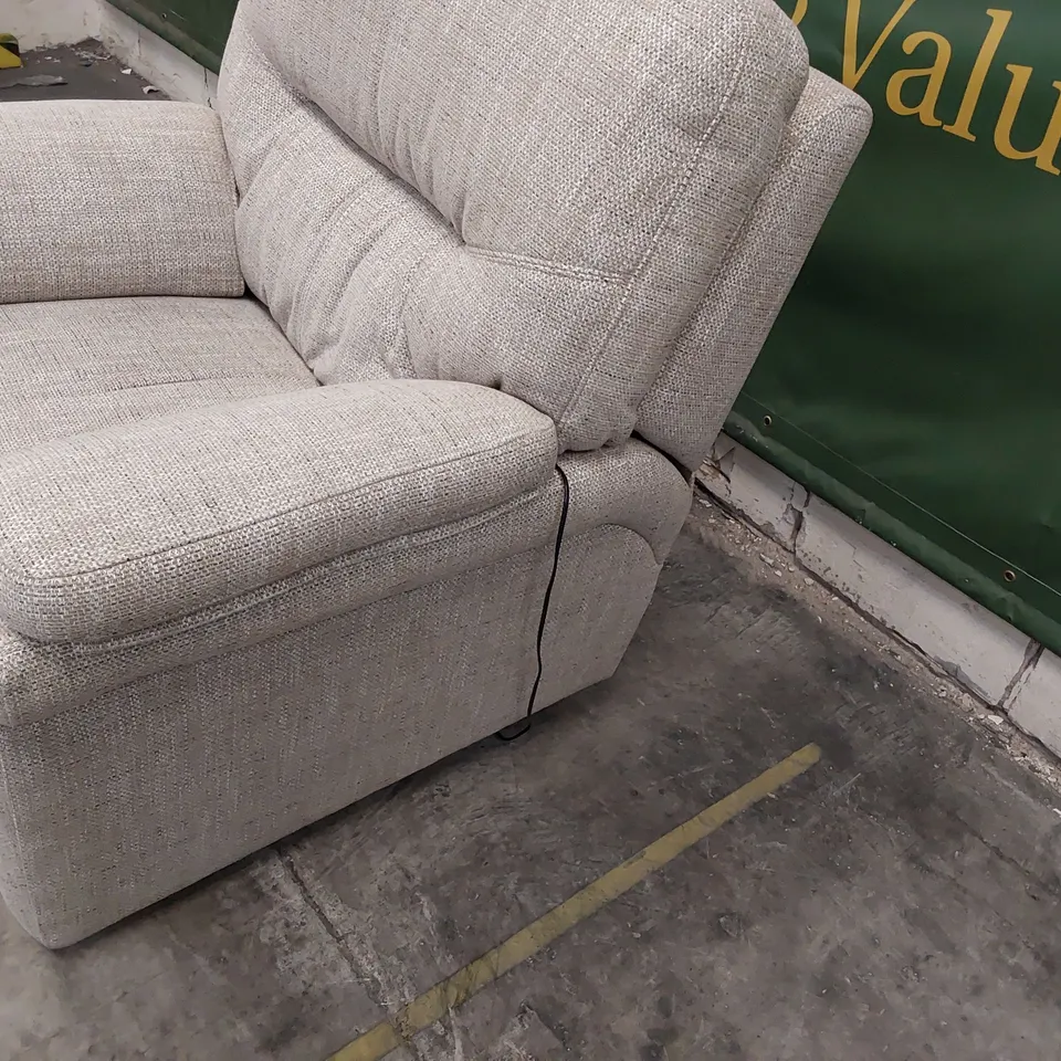 QUALITY BRITISH DESIGNER G PLAN SEATTLE POWER RECLINING EASY CHAIR SEA STONE FABRIC 