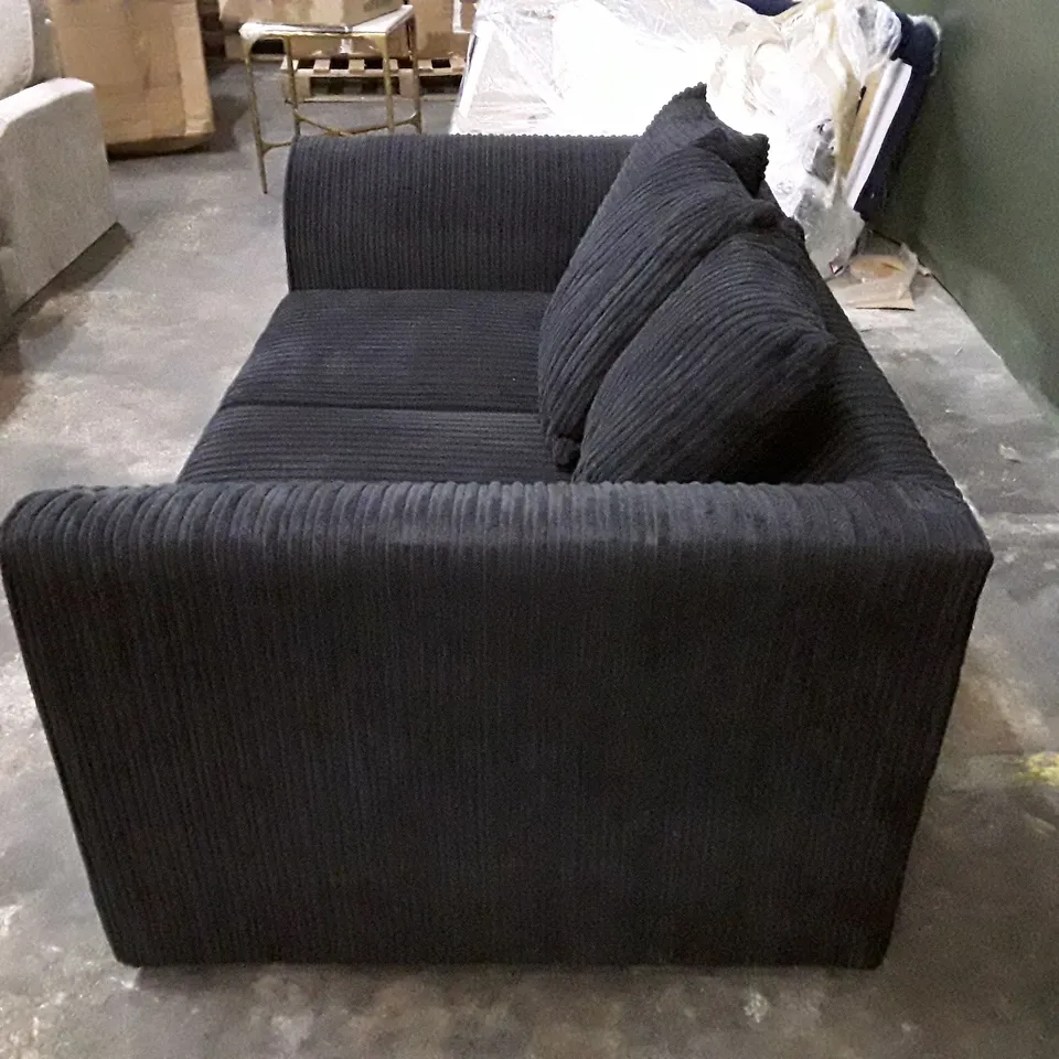 QUALITY DESIGNER 2 SEATER SOFA - BLACK CORDUROY FABRIC 