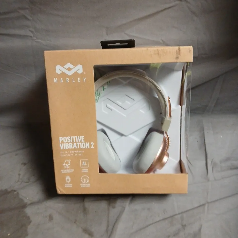 MARLEY POSITIVE VIBRATION 2 ON-EAR HEADPHONES - WHITE WITH COPPER ACCENTS