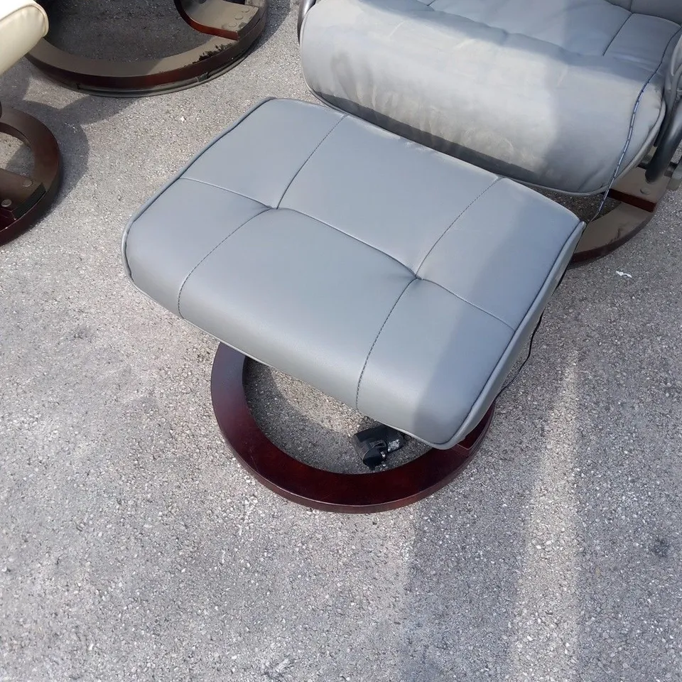 DESIGNER SANTIAGO GREY SWIVEL CHAIR WITH FOOTSTOOL