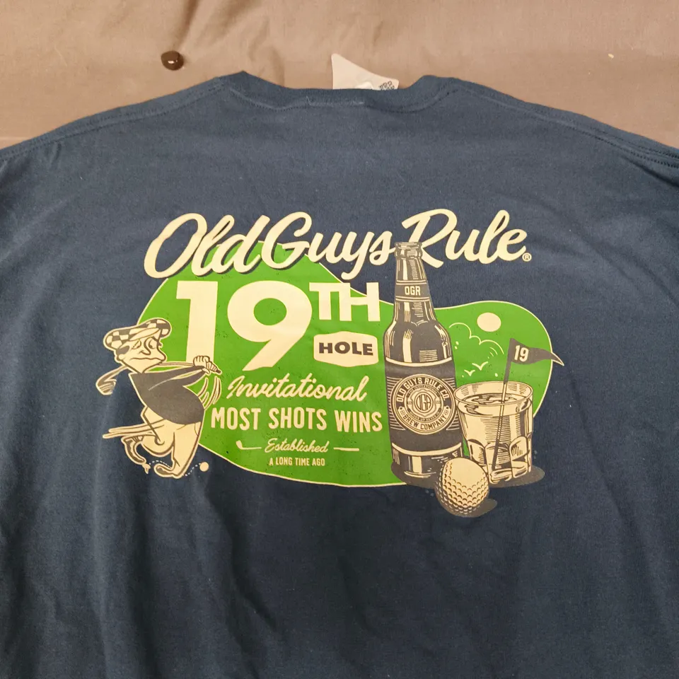 OLD GUYS RULE T-SHIRT – 19TH HOLE INVITATIONAL, BLUE, UK 2XL