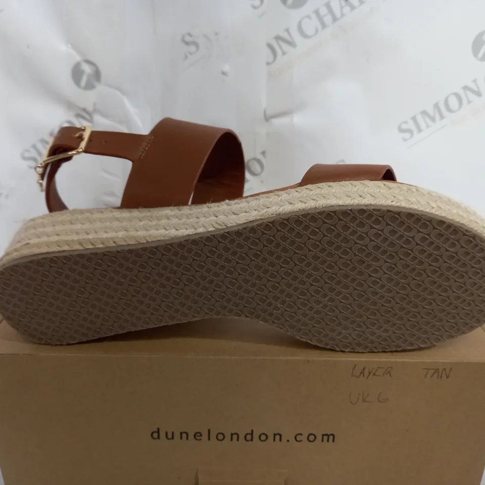 BOXED PAIR OF DUNE WEDGE SANDALS IN SIZE 6