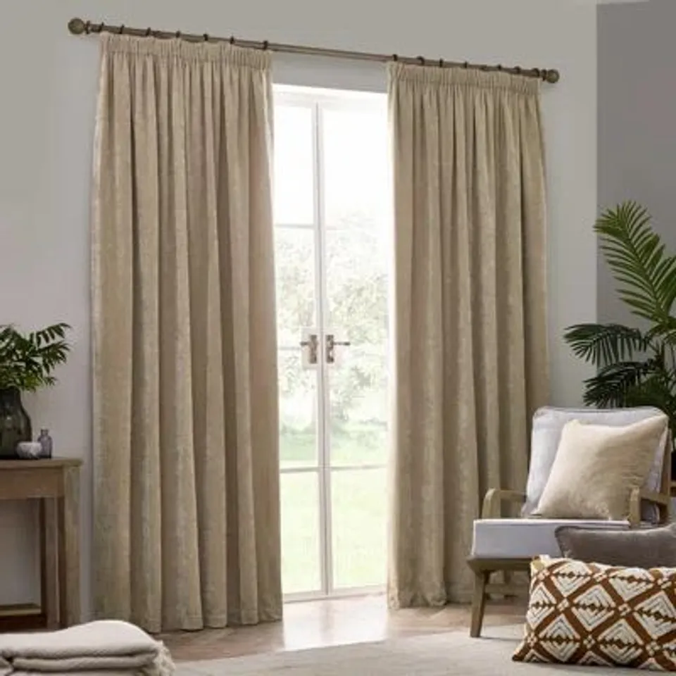 HEAVY CHENILLE ROOM DARKENING PENCIL PLEAT CURTAINS 