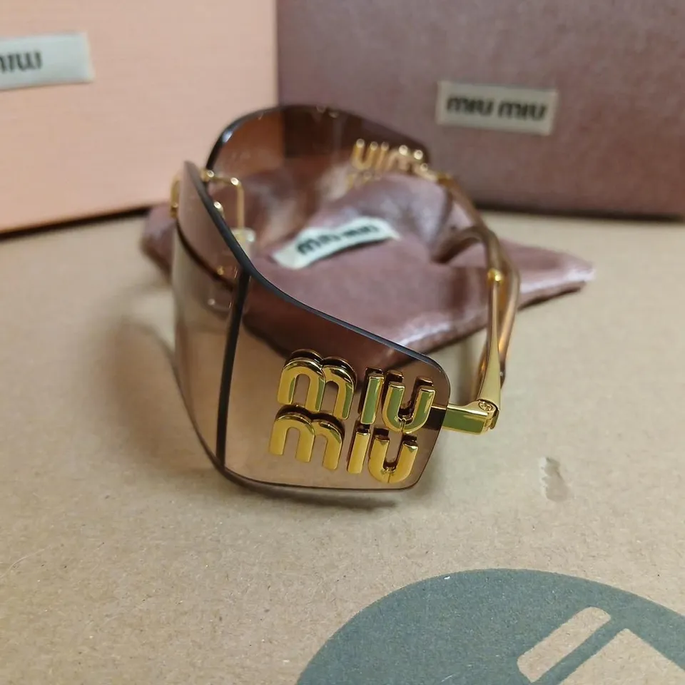 MIU MIU SUNGLASSES – BROWN GRADIENT LENSES, GOLD-TONE FRAME