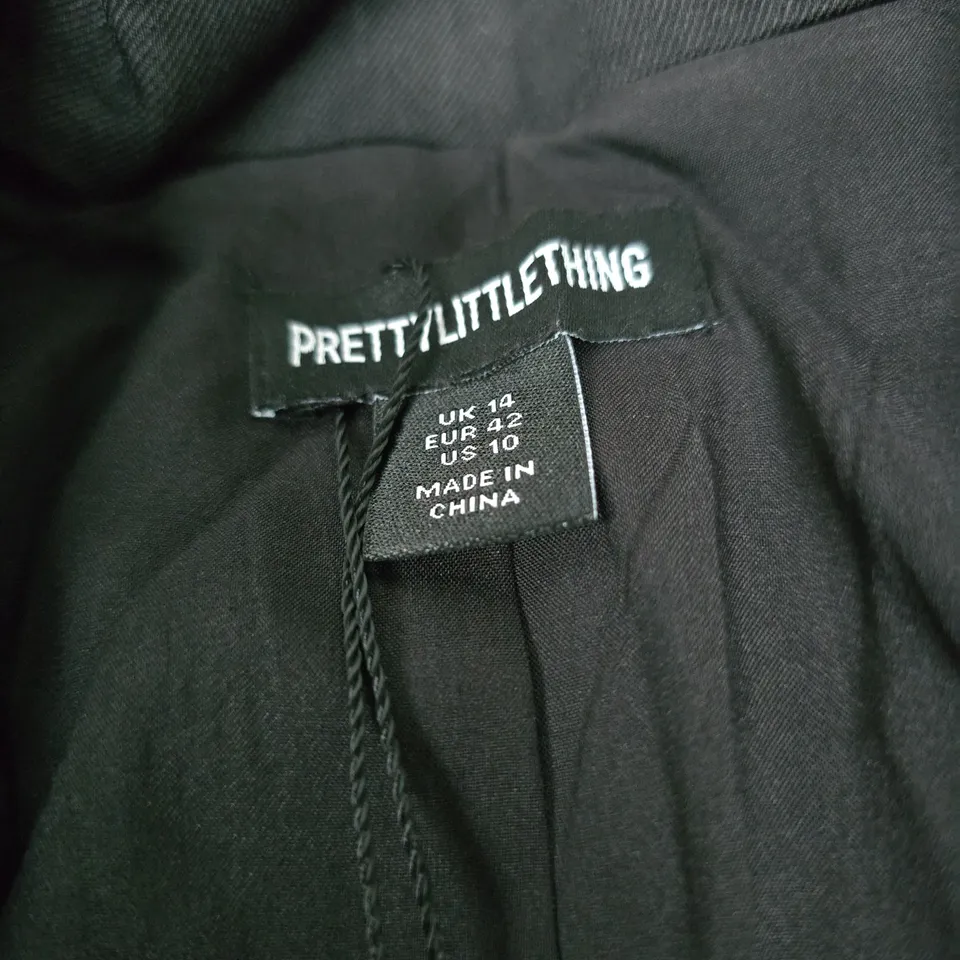 PRETTYLITTLETHING WOMEN'S BLACK BLAZER WITH GOLD BUTTONS, UK SIZE 14