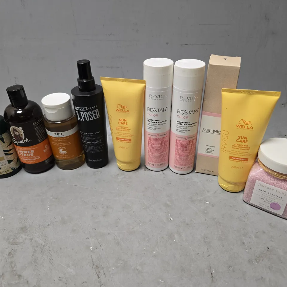 APPROXIMATEY 12 HEALTH AND BEAUTY PRODUCTS TO INCLUDE TONING MIST, SUN CARE, AND SQUATCH CONDITIONER ETC. - COLLECTION ONLY