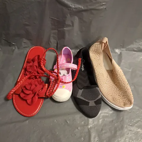 BOX OF APPROXIMATELY 15 PAIRS OF ASSORTED SHOES IN VARIOUS COLOUR, STYLES AND SIZES