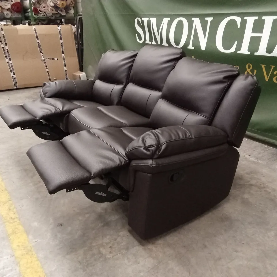 ALBION LUXURY FAUX LEATHER 3 SEATER HIGH BACK MANUAL RECLINER SOFA RRP £749
