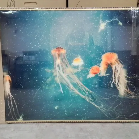 BRAND NEW HOMESDIRECT365 JELLYFISH GLASS ART PICTURE 