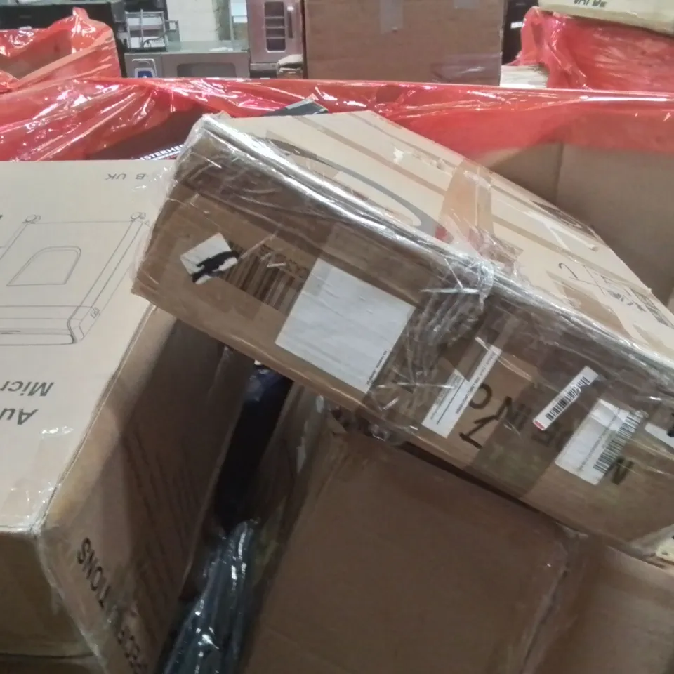 PALLET CONTAINING VARIOUS ASSORTED ITEMS TO INCLUDE:HIGH PRESSURE WASHER, SHOE STORAGE BOXES, RETRACTABLE SAFETY GATE AND OTHER ASSORTED ITEMS...