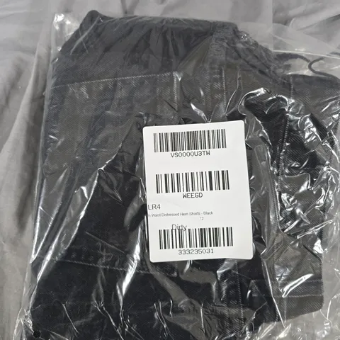 DISTRESSED HEM SHORTS IN BLACK SIZE 12