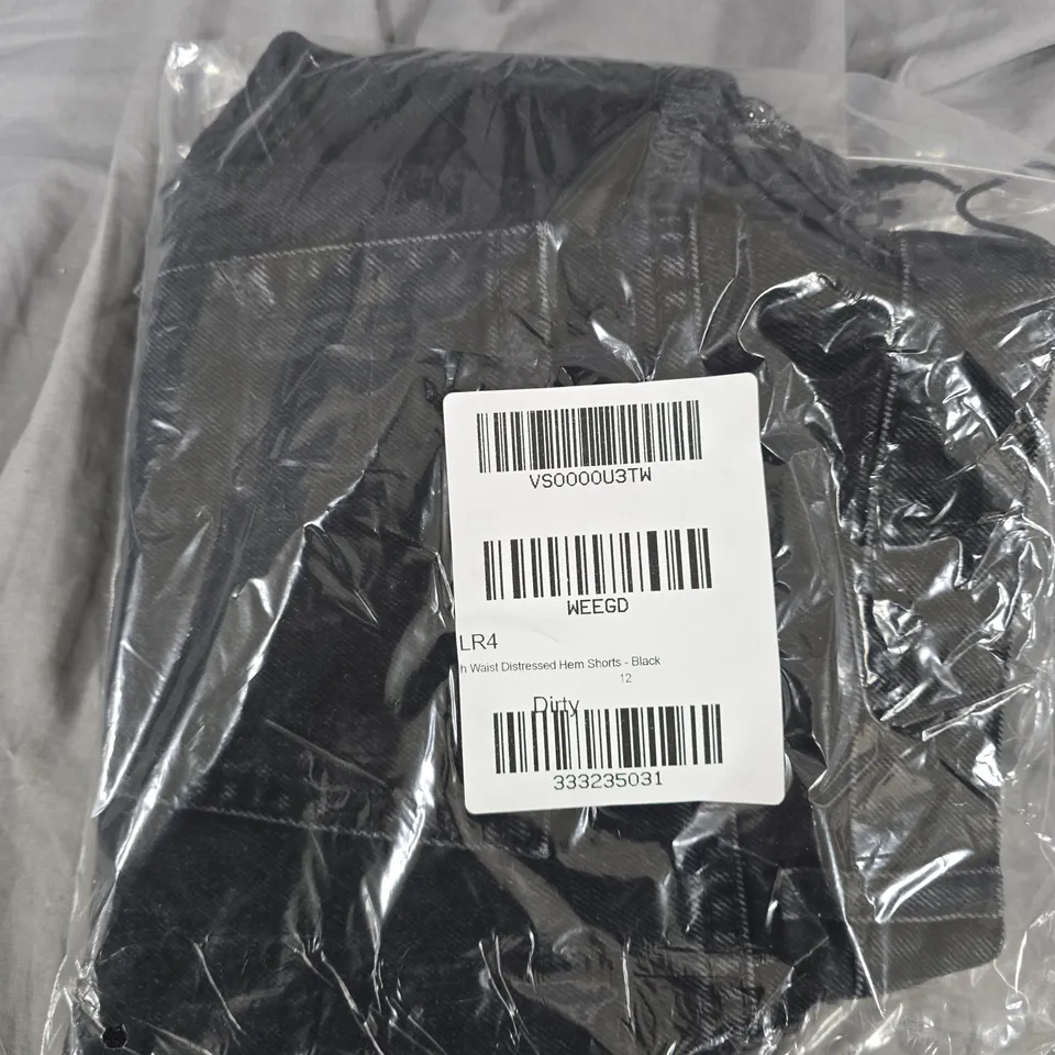 DISTRESSED HEM SHORTS IN BLACK SIZE 12