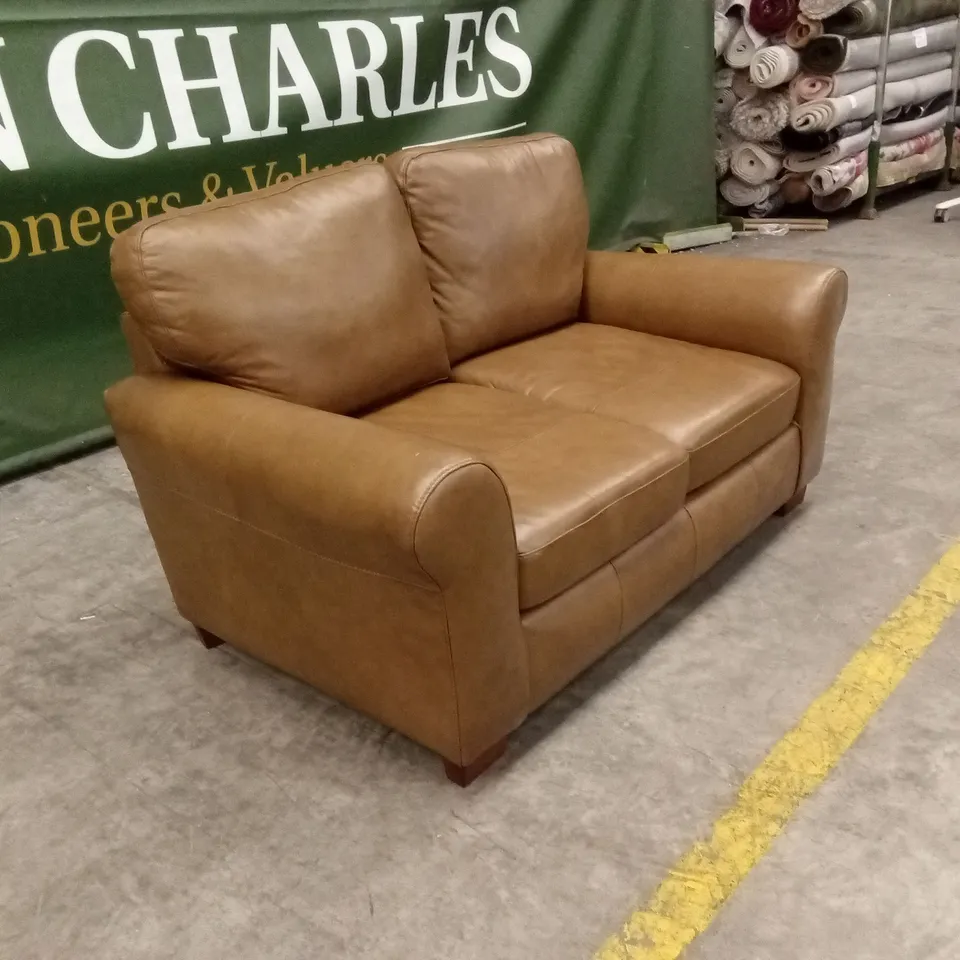 BAILEY ITALIAN LEATHER 2 SEATER SOFA - TAN RRP £749