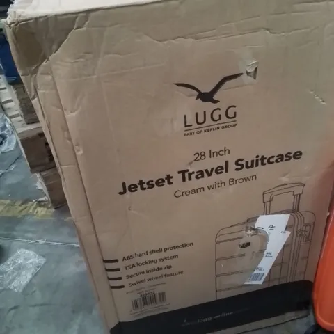 BOXED LUGG 28INCH JETSET TRAVEL SUITCASE CREAM WITH BROWN