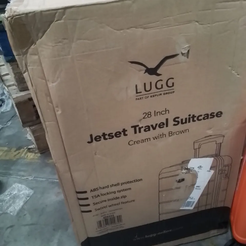 BOXED LUGG 28INCH JETSET TRAVEL SUITCASE CREAM WITH BROWN