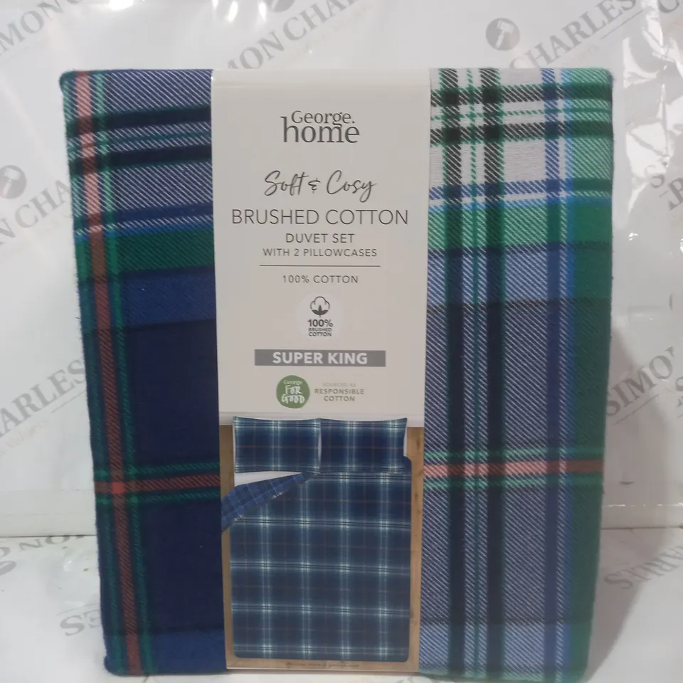 SOFT & COSY BRUSHED COTTON DUVET SET WITH 2 PILLOWCASES - SUPERKING