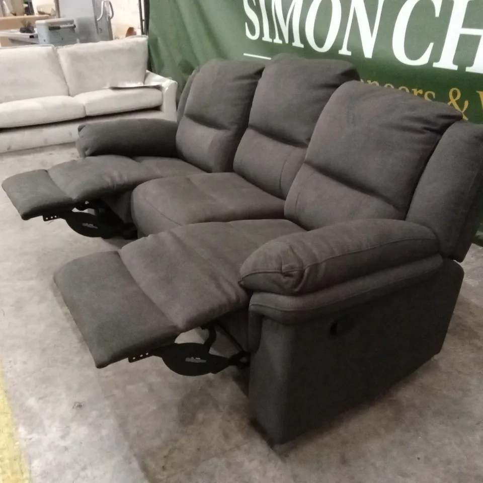 ALBION FABRIC 3 SEATER HIGH BACK MANUAL RECLINER SOFA - CHARCOAL RRP £749