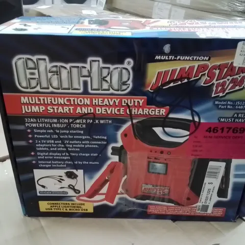 CLARKE JUMP START & DEVICE CHARGER – MULTI-FUNCTION HEAVY DUTY PORTABLE JUMP STARTER -BOXED-