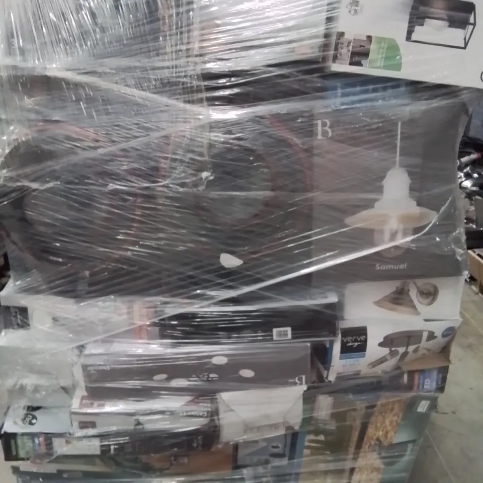 PALLET OF ASSORTED BOXED DOMESTIC ELECTRICAL ITEMS, INCLUDING, HEADPHONES, ELECTRIC UNDERBLANKETS, MICROWAVE, EPSOM PRINTER, FAN HEATER,