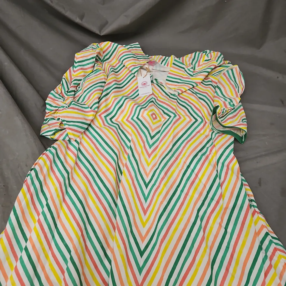 HAPPY CABBAGE LONDON DRESS – MULTICOLOR STRIPE, SIZE M