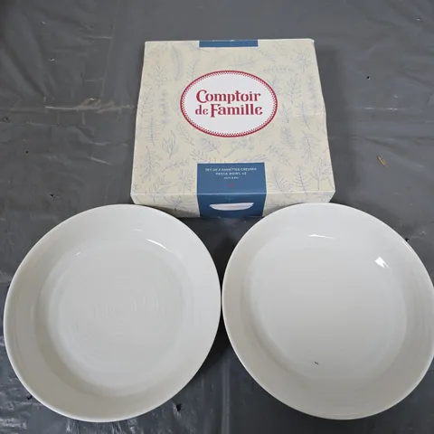 COMPTOIR DE FAMILLE PASTA BOWLS SET OF 2 – WHITE CERAMIC, 22 CM